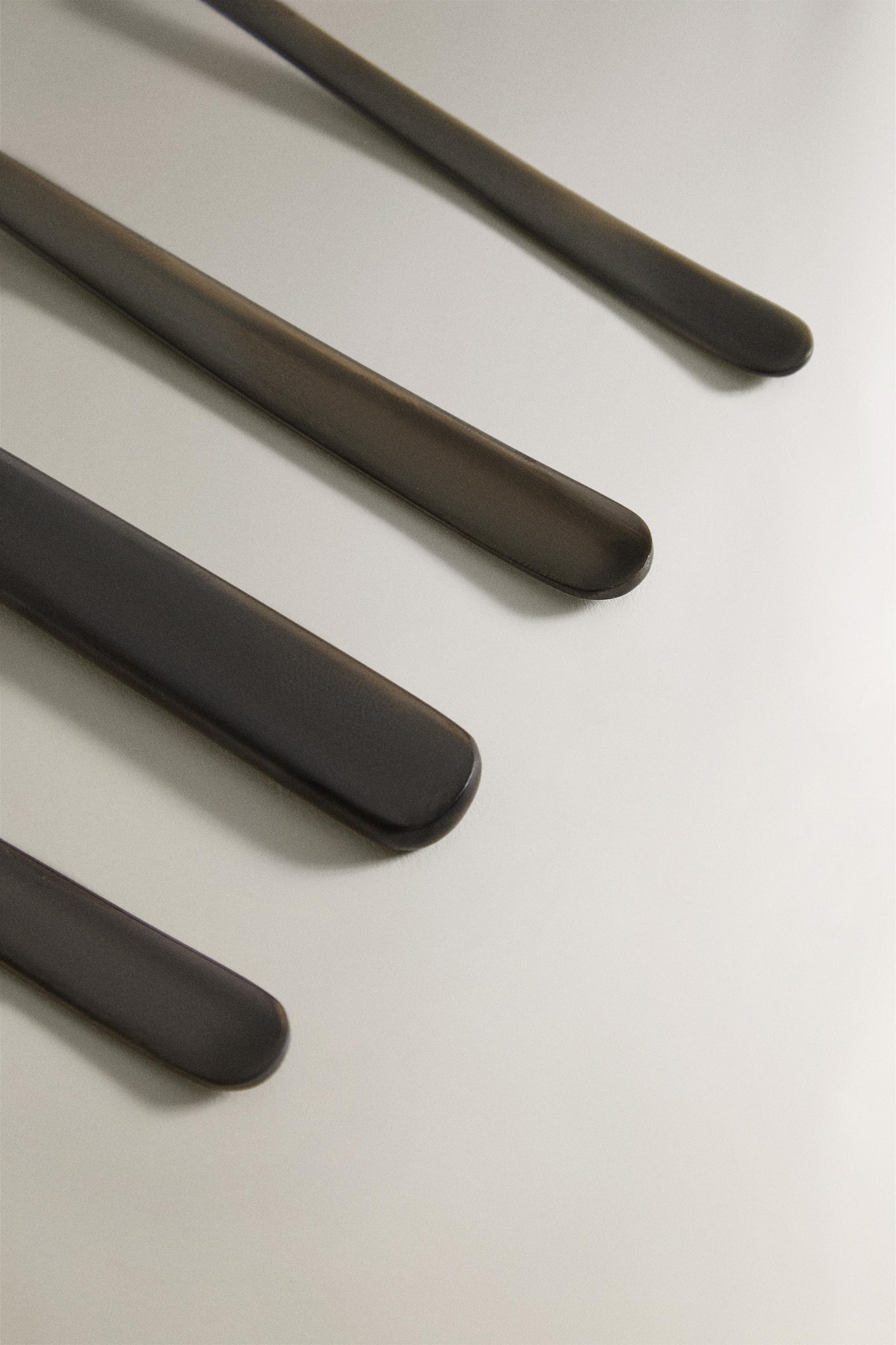 ENSEMBLE COUVERTS 4 PIÈCES ACIER NOIR